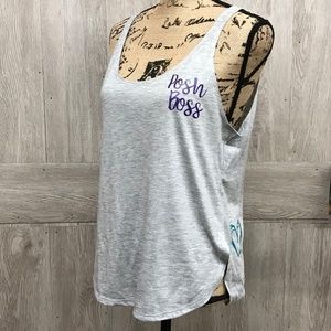 Posh Boss Heather Gray Side Slit Tank Top BB521